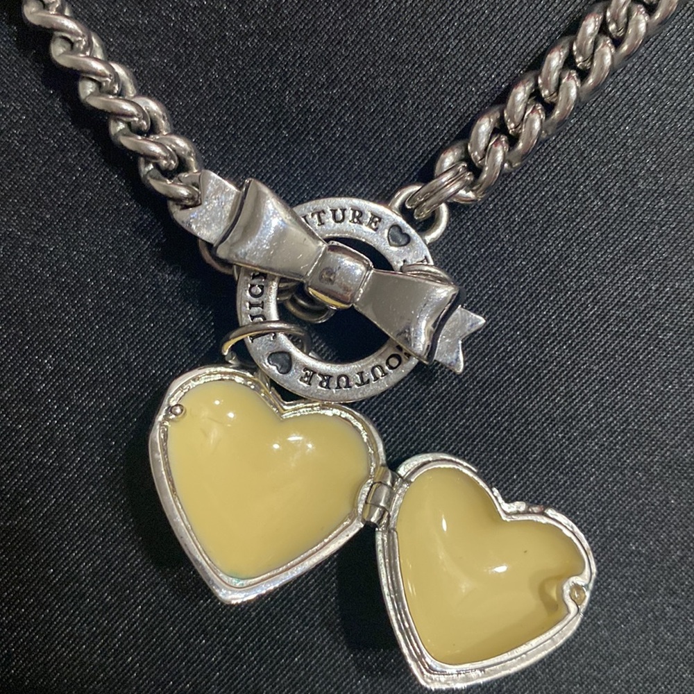 Juicy Couture Silver Necklace Crowned Heart Locket Like New Excellent Co…